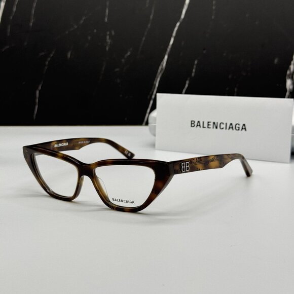 NEW BALENCIAGA BB0128O 005 CAT EYE DARK HAVANA WOMEN EYEGLASSES BALENCIAGA - Picture 1 of 9